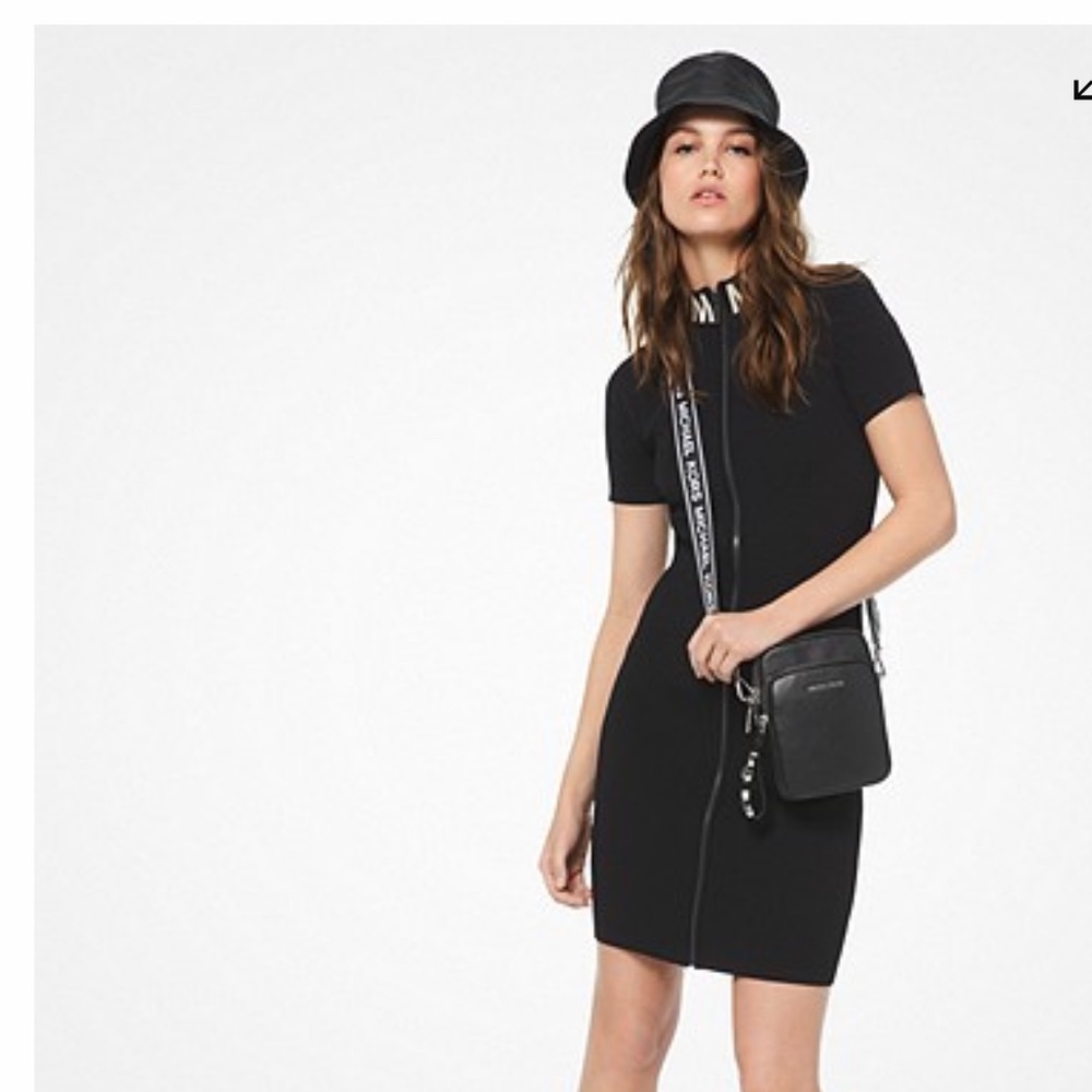 Ribbed Stretch-Viscose Zip-Front Dress